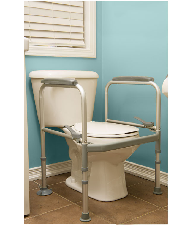 Toilet safety frame, folding