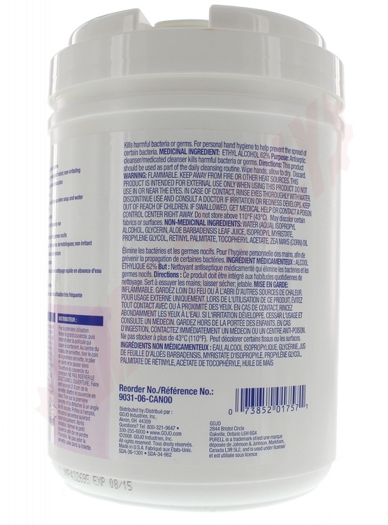 Wipes, Hand Sanitizing (Purell/175 wipes/#9031-06-CAN00)- 6 pack - Image 2